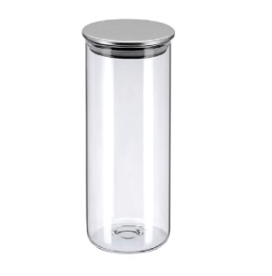 POTE VIDRO 20CM RED.TAMPA INOX FINO