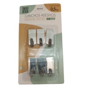 GANCHO ADESIVO INOX 6UN