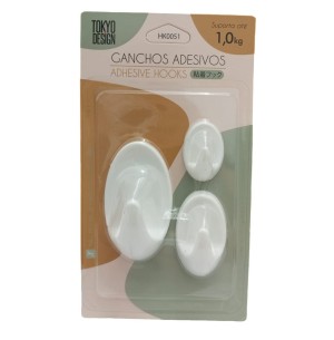 GANCHO ADESIVO PLÁST.3PÇS