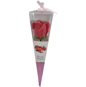 FLOR BOTAO ROSA 30CM CONE