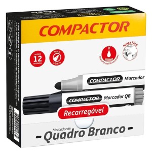 MARCADOR QUADRO BR RECAR. 12UN PRETO