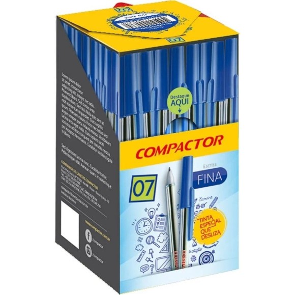 CANETA ESFER. FINA 0.7 CX 50UN AZUL