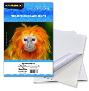 PAPEL FOTOGR.GLOSSY A4 ADESIVO 130G 210X297MM 50UN