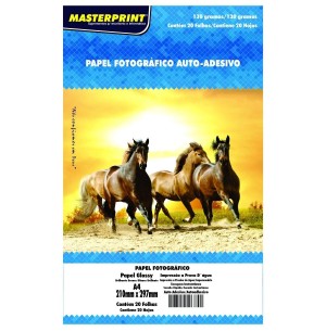 PAPEL FOTOGR.GLOSSY A4 ADESIVO 130G 210X297MM 20UN