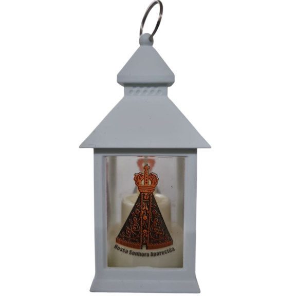 LAMPIÃO VIDRO LED 14CM VELA N.S.APARECIDA