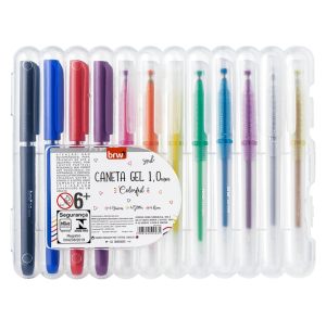 CANETA GEL 1.0MM COLORFUL 12 CORES