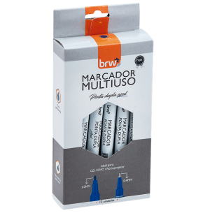 MARCADOR CD/DVD PONTA DUPLA AZUL CX 12UN