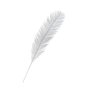 ENFEITE GALHO GLITTER PALMA 45CM PRATA