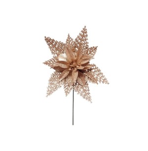  FLOR BICO DE PAPAGAIO GLITTER 13CM CHAMPANHE