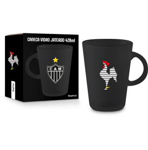 CANECA VIDRO JATEADA 420ML ATLÉTICO