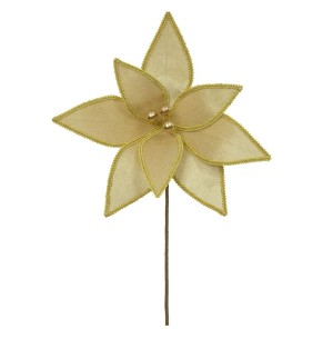  FLOR BICO DE PAPAGAIO VELUDO 28CM CHAMPANHE