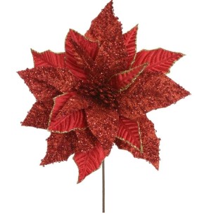  FLOR BICO DE PAPAGAIO GLITTER 25CM VERMELHO