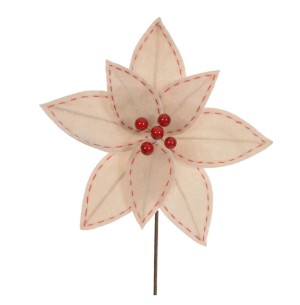  FLOR BICO DE PAPAGAIO VELUDO 25CM BEGE
