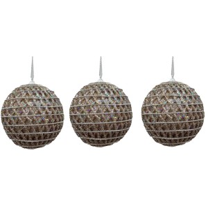  BOLA CX 10CM 3UN DEC.CHAMPANHE GLITTER