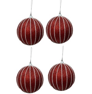 BOLA CX 8CM 4UN LISTRA VM/BR GLITTER