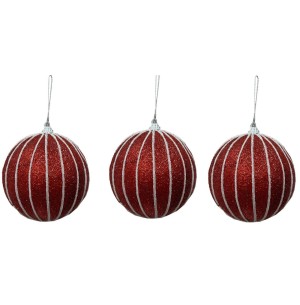 BOLA CX 10CM 3UN LISTRA VM/BR GLITTER