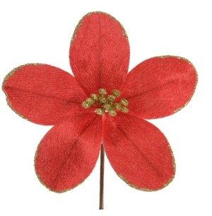 FLOR BICO DE PAPAGAIO VELUDO GLITTER 14CM VM