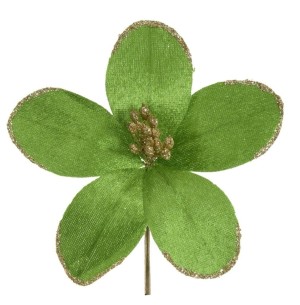 FLOR BICO DE PAPAGAIO VELUDO GLITTER 14CM VD