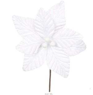  FLOR BICO DE PAPAGAIO VELUDO 24CM BRANCO