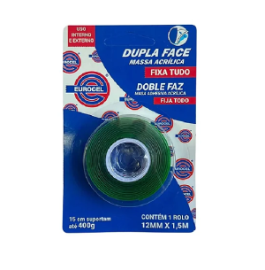 FITA ADES.DUPLA FACE TRANSP.12MMX1,5M FIXA TUDO