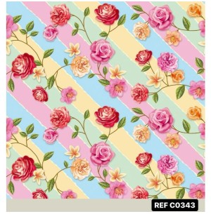 BOBINA PAPEL COUCHE 40CM 100M ROSAS