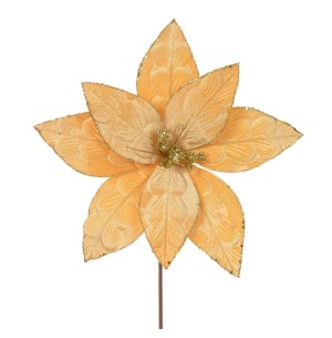 FLOR BICO DE PAPAGAIO VELUDO GLITTER 30CM DOURADO 