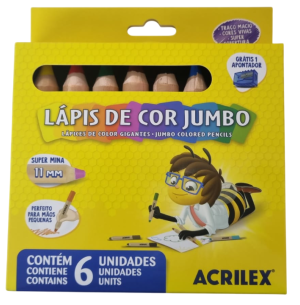 LÁPIS COR JUMBO 6 CORES C/ APONTADOR