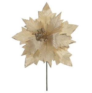 FLOR BICO DE PAPAGAIO VELUDO GLITTER 30CM CHAMPANHE 