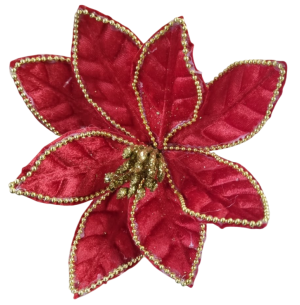  FLOR BICO DE PAPAGAIO 20CM VERMELHO C/ DOURADO 