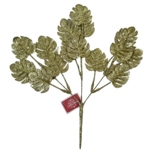 ENFEITE GALHO GLITTER COSTELA DE ADÃO 37CM DOURADO 