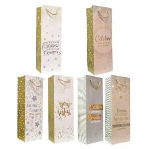 SACOLA PRES.GARRAFA 12X36CM BOAS FESTAS  
