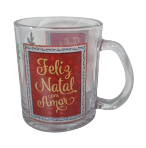 CANECA VIDRO 330ML FELIZ NATAL CX