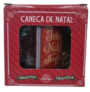 CANECA VIDRO 330ML FELIZ NATAL CX
