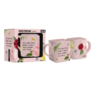 CANECA PORC.220ML QUADRADA TEM SIDO DEUS AINDA