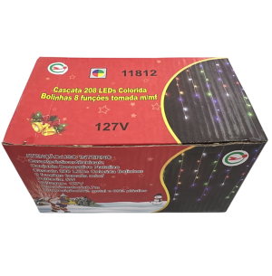 PISCA CASCATA 208 LEDS COLOR C/ BOLINHA 8F C/MEMORIA 