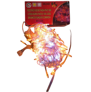 PISCA FESTAO FIO DE FADA 200 LEDS COR DE OURO F.CORRIDA