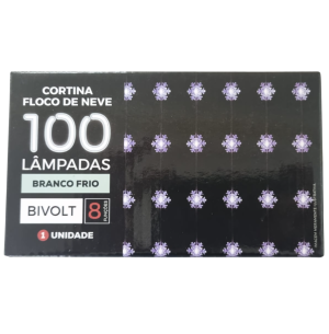  PISCA CORTINA 100 LEDS FT 8F 2.7M BR FLOCO DE NEVE BIVOLT 