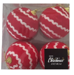  BOLA CX 8CM 4UN CAMURÇA LISTRA RENDADA