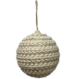 BOLA CX 10CM 3UN CORDÃO TRANÇADA BEGE