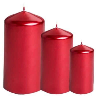 VELA PARAFINA 14CM/9CM/6CM VM/DR 3UN