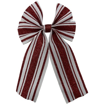 ENFEITE LAÇO 15CM DUPLO VM/BR GLITTER