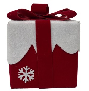  ENFEITE CX PRESENTE C/ LAÇO 7CM BR/VM