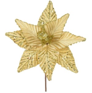 FLOR BICO DE PAPAGAIO VELUDO GLITTER 23CM DR