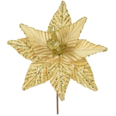 FLOR BICO DE PAPAGAIO VELUDO GLITTER 23CM DR