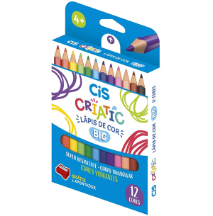 LÁPIS COR TRIANG.CRIATIC BIG 12 CORES C/APONTADOR