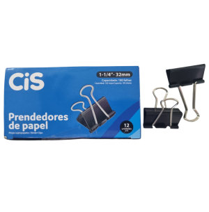 PRENDEDOR PAPEL METAL 12UN 32MM PRETO