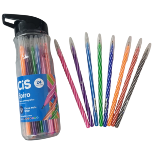 CANETA ESFER.SPIRO GARRAFA 0.7 08 CORES 24UN 