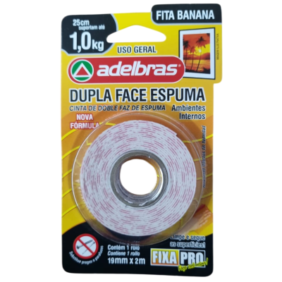 FITA ADES.DUPLA FACE ESPUMA 19MMX2M 1.0KG 