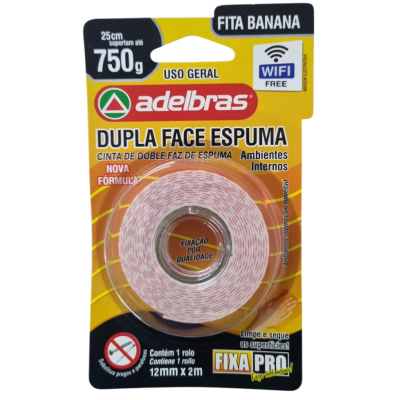FITA ADES.DUPLA FACE ESPUMA 12MMX2M 750G
