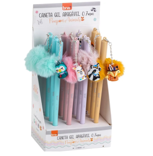 CANETA ESFER.GEL APAG 0.7 12UN AZUL POMPOM ANIMAL